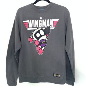 Entree Size S Lifestyle Wingman Graphic Crewneck Sweatshirt Gray Pullover